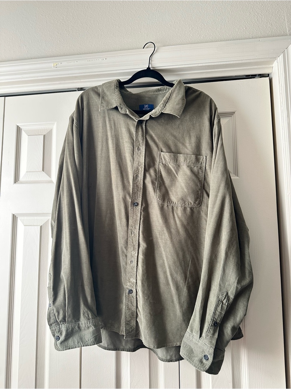 George Olive Green Casual Button-Down Shirt